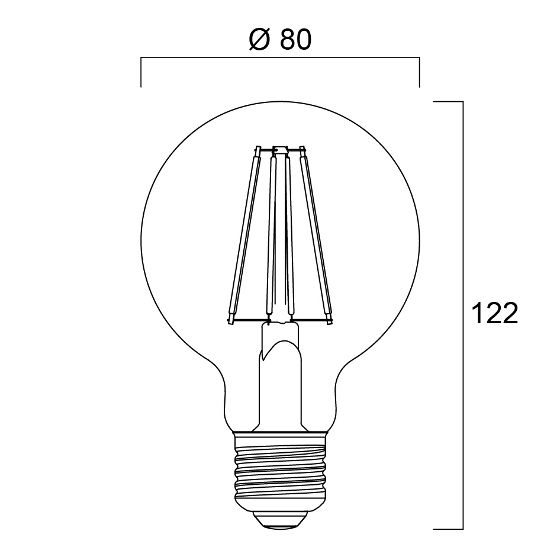 LED Globe 80mm 6W E27 640 lumen 2700K Globe