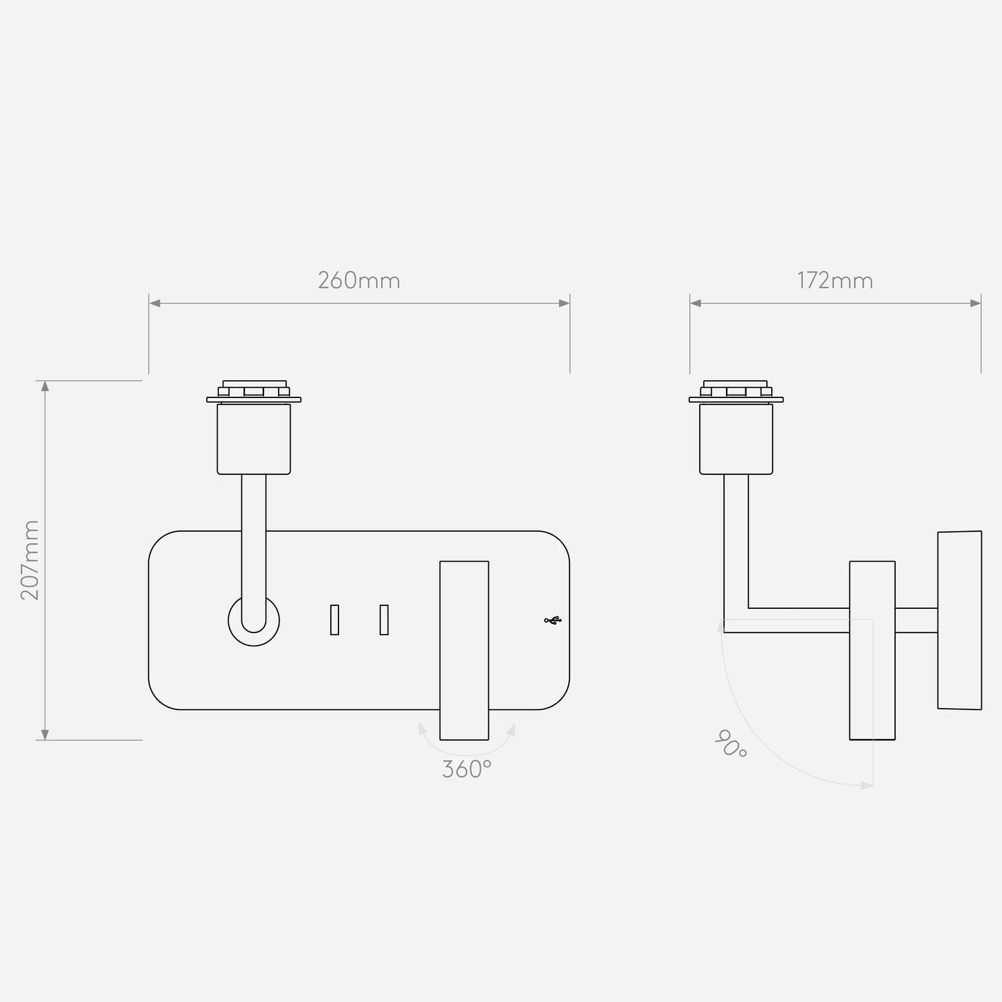 Side by Side Grande USB IP20 Liseuses