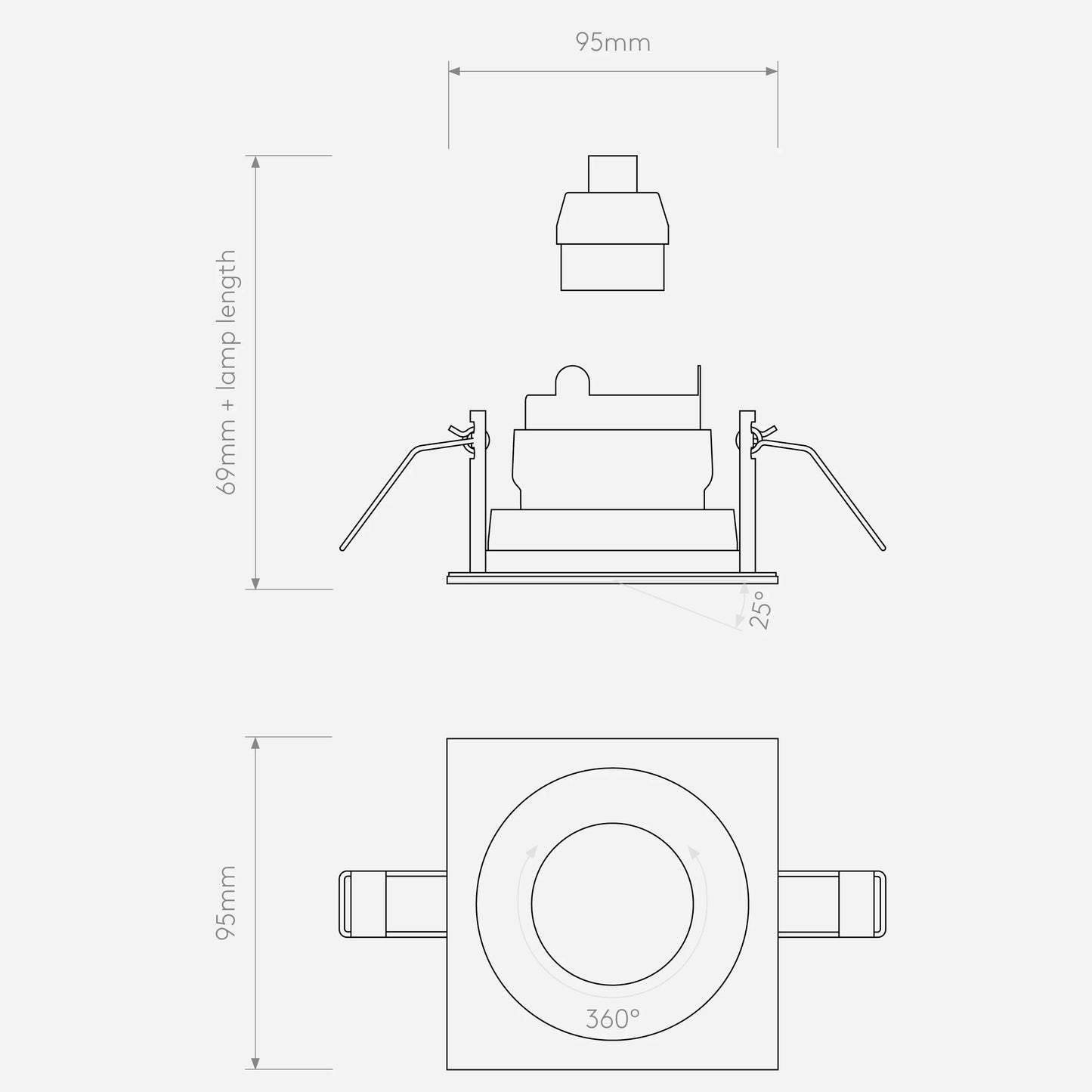 Pinhole Slimline Square Adjustable Fire-Rated Intérieur IP20 Spots