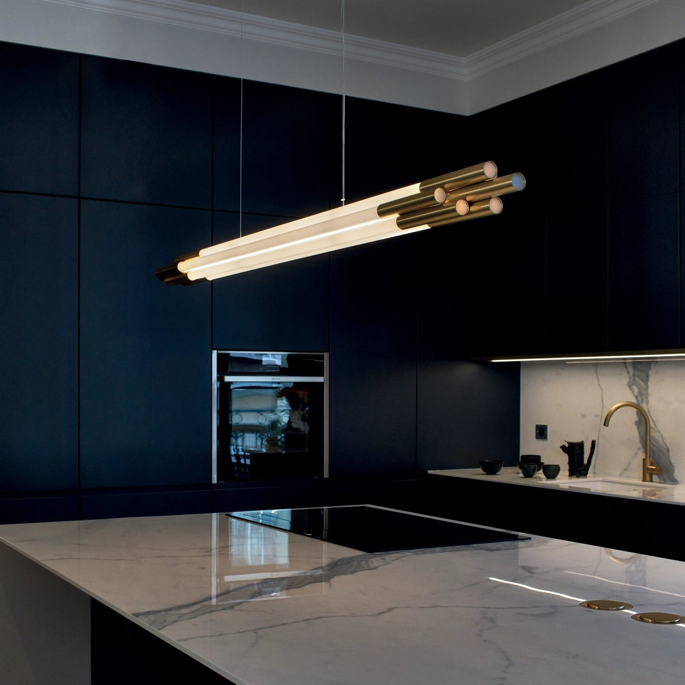 Org Horizontale 160cm Suspensions LED Laiton