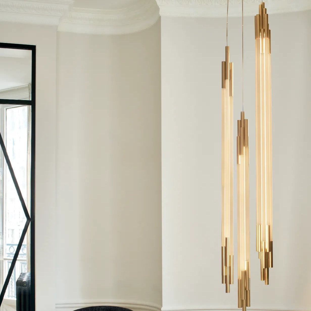 Org Verticale 200cm Suspensions LED Laiton