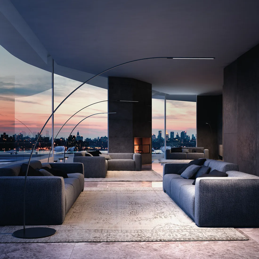 Yumi Lampadaires LED Noir