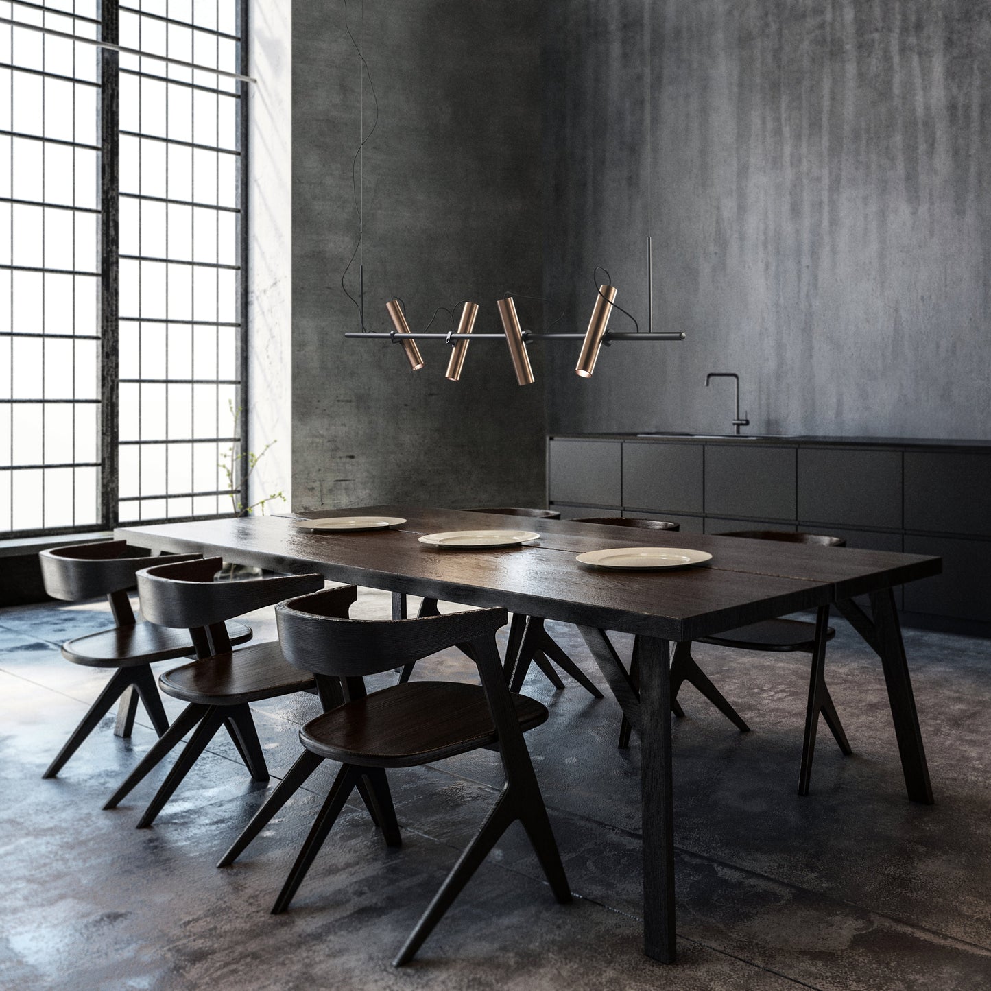 Spirit 150cm Suspensions LED Noir/Rose gold
