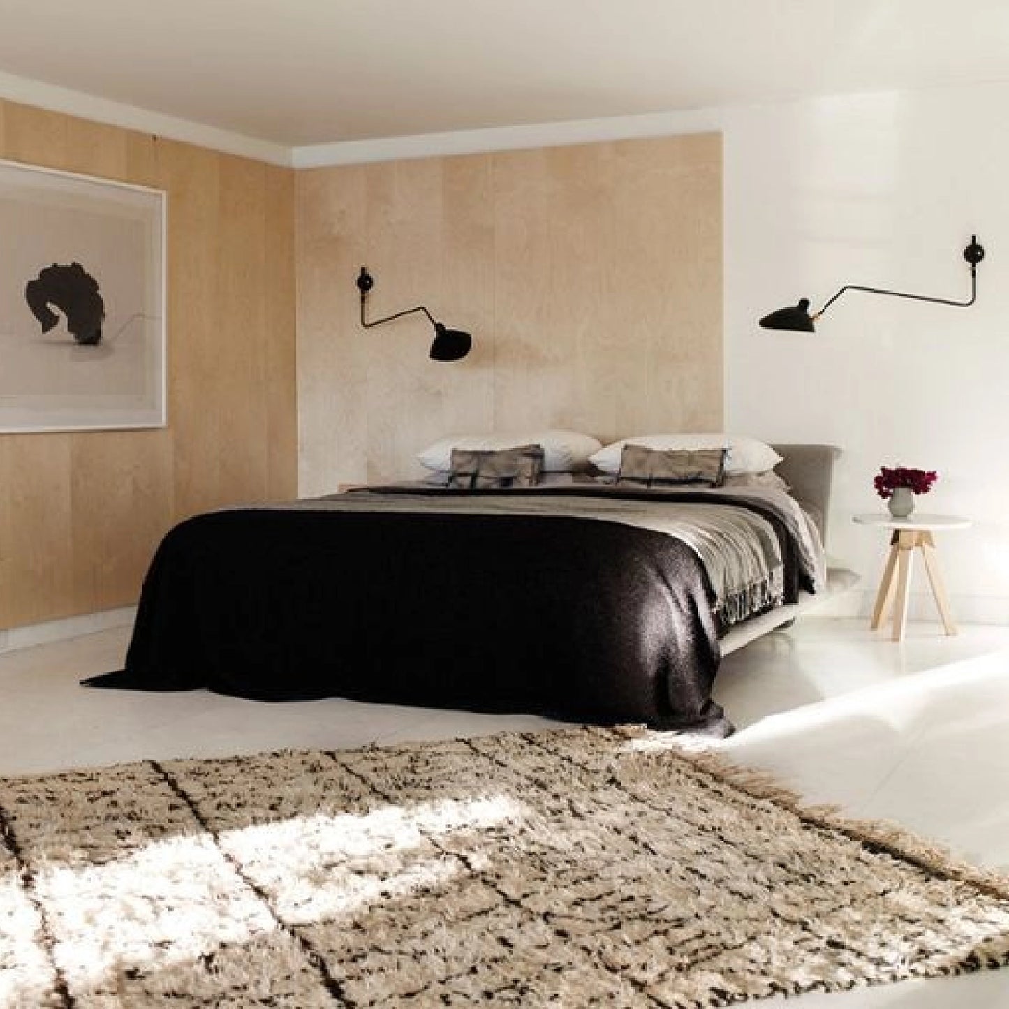 Applique 1 bras courbe pivotant Noir