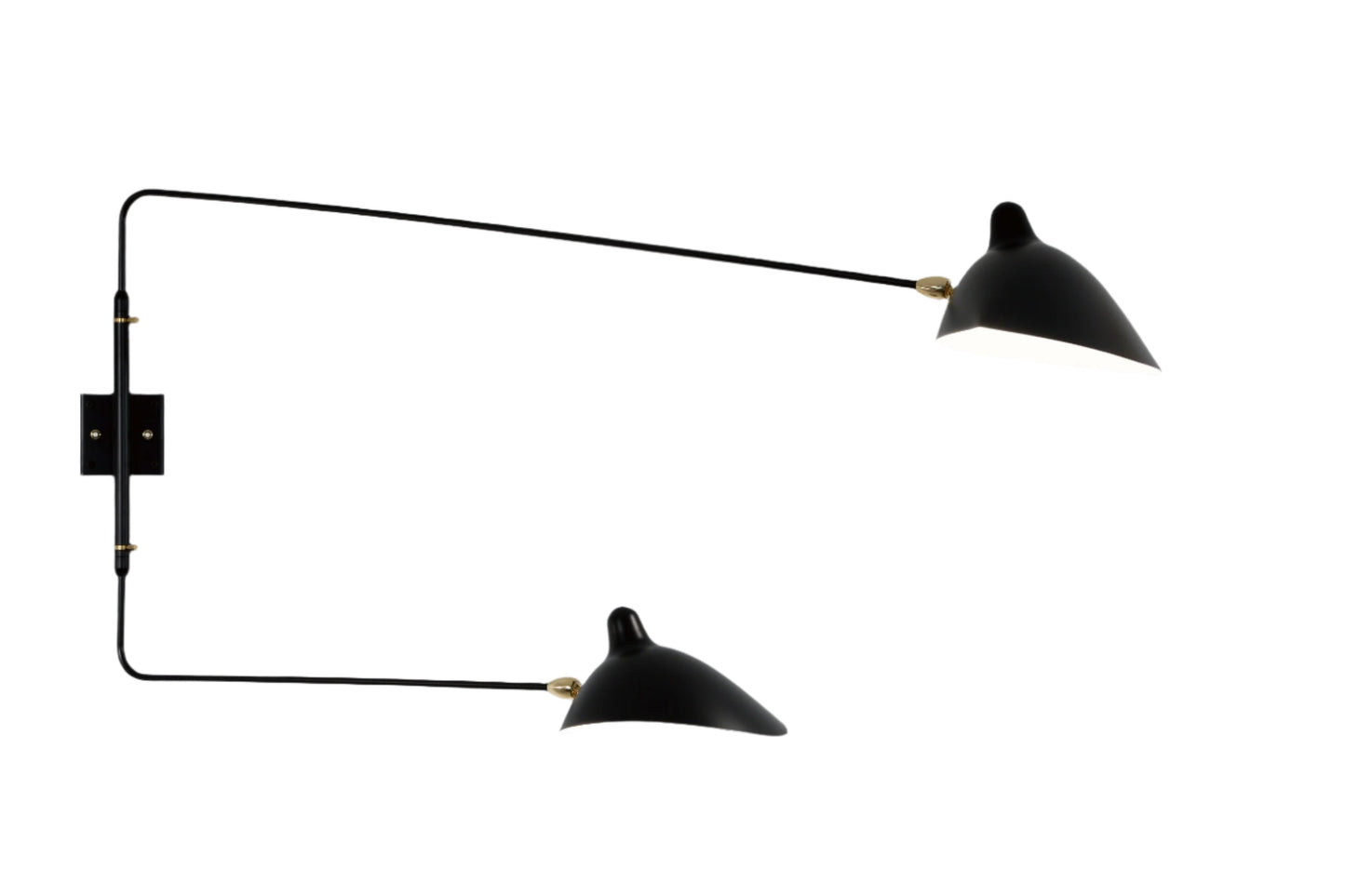 Applique 2 bras droits pivotants Noir