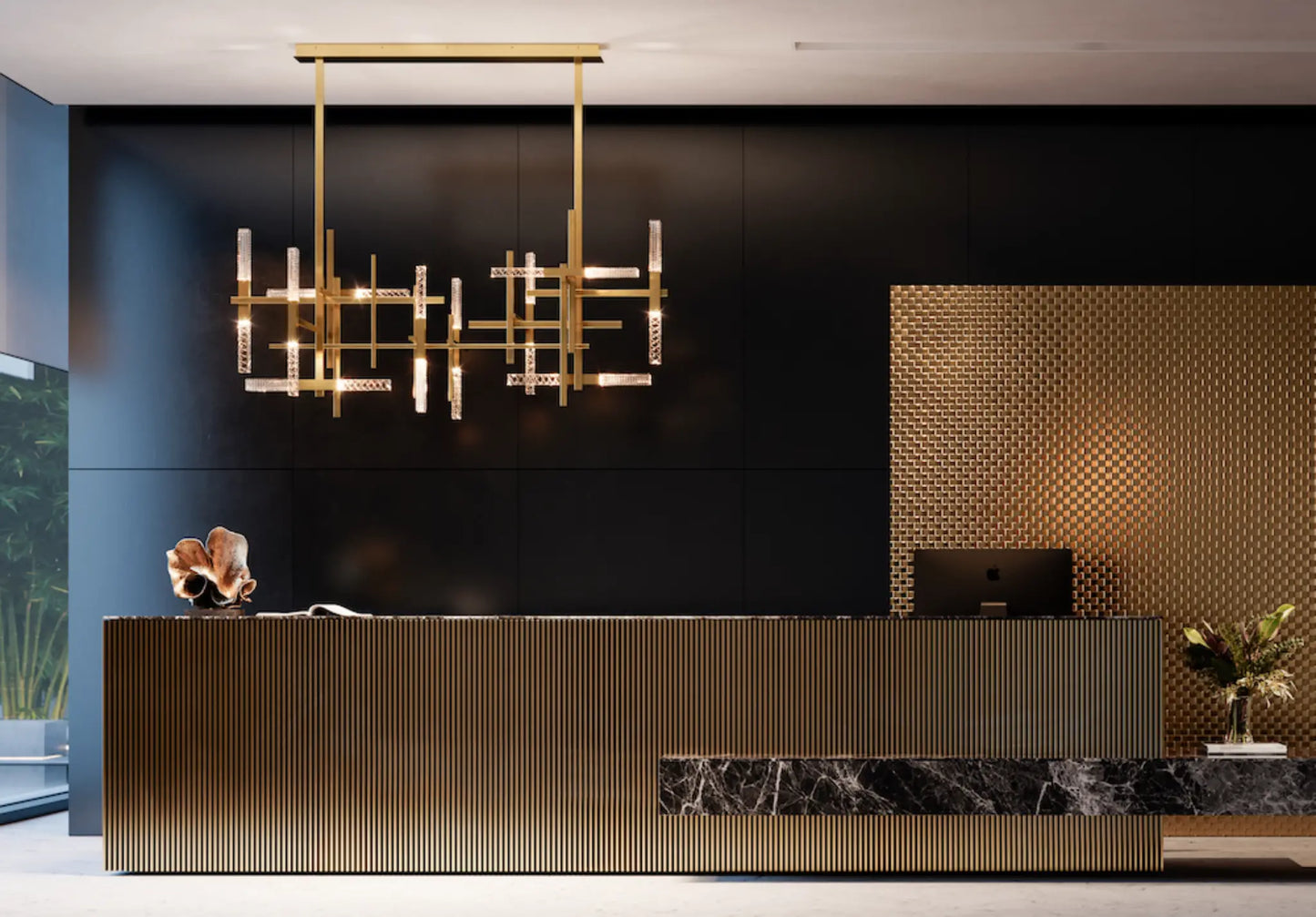 Mikado Double H. 95cm Suspensions Laiton satiné