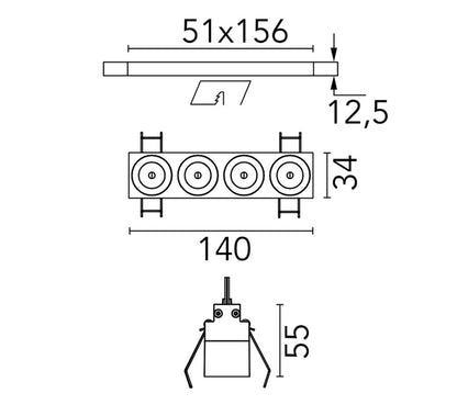 Light Shadow Fixed trimless 4 Spots Optic Medium encastrables