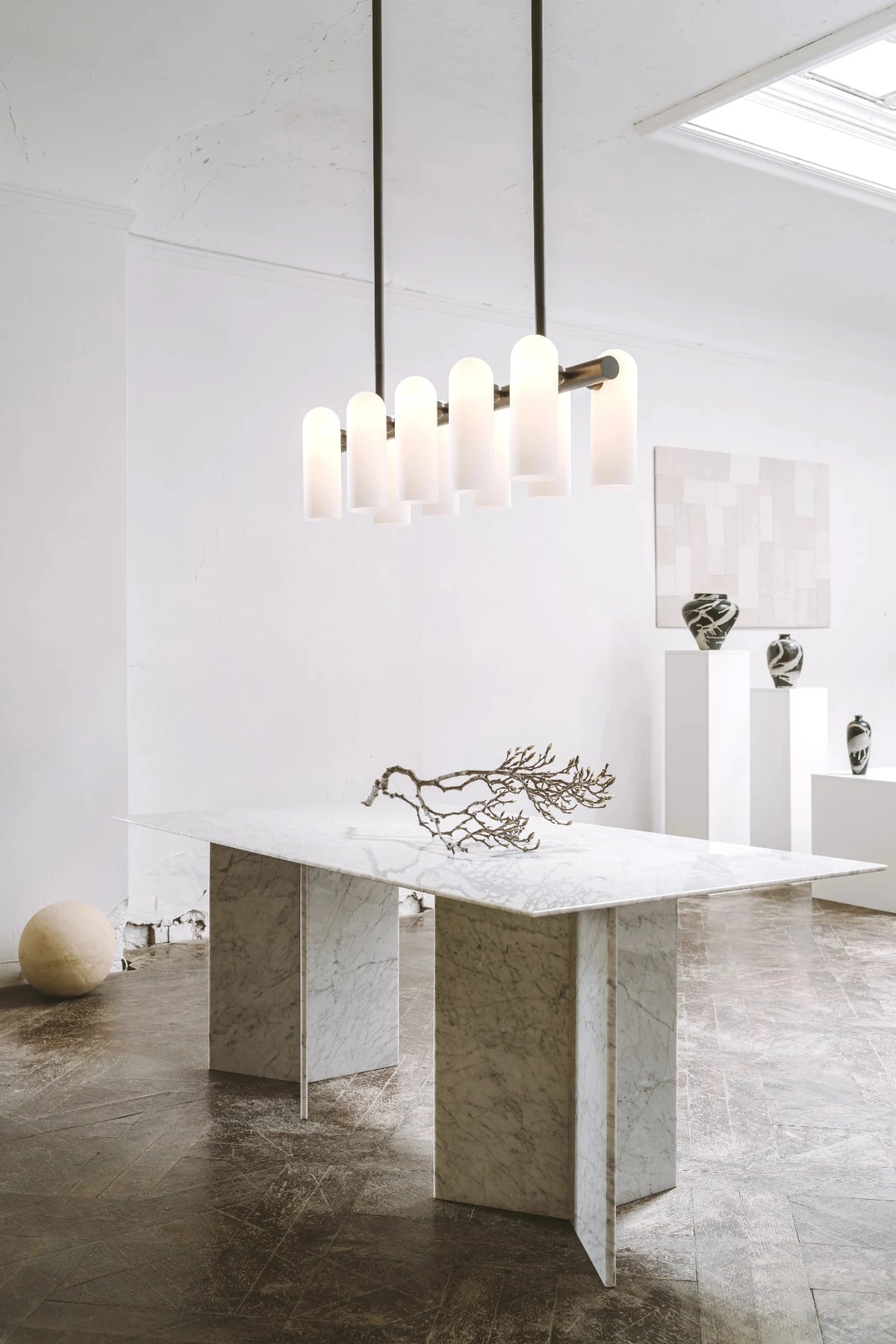 Odyssey Linear Chandelier SM Opale mat Suspensions