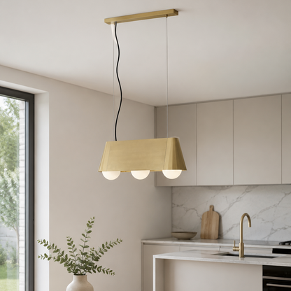 Cornet 3 Lumières Suspensions Laiton satiné