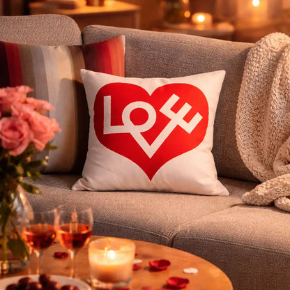 Coussin Graphic Print Love Rouge