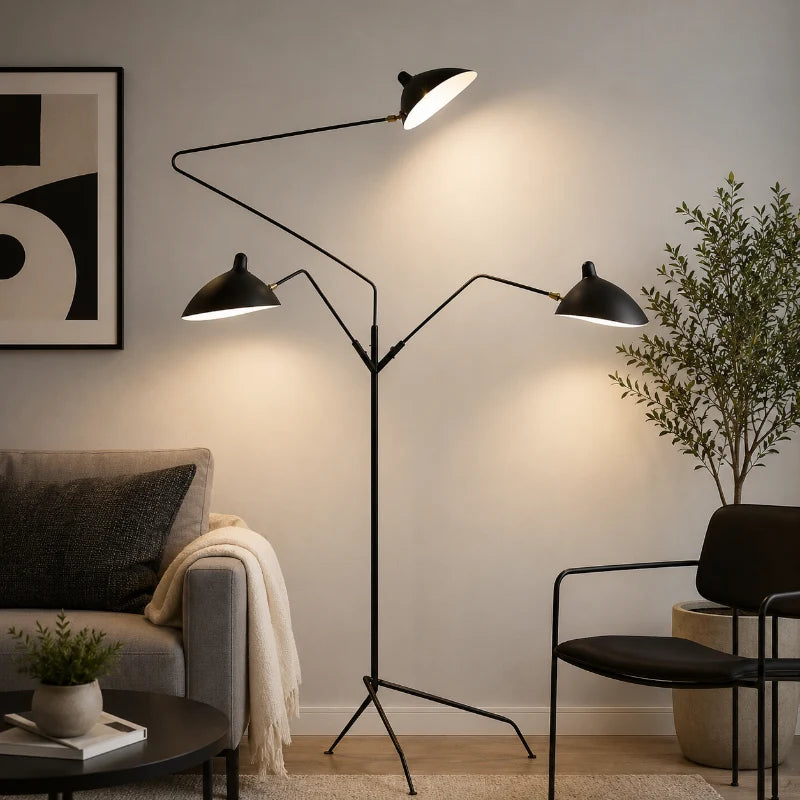 Lampadaire 3 bras Noir