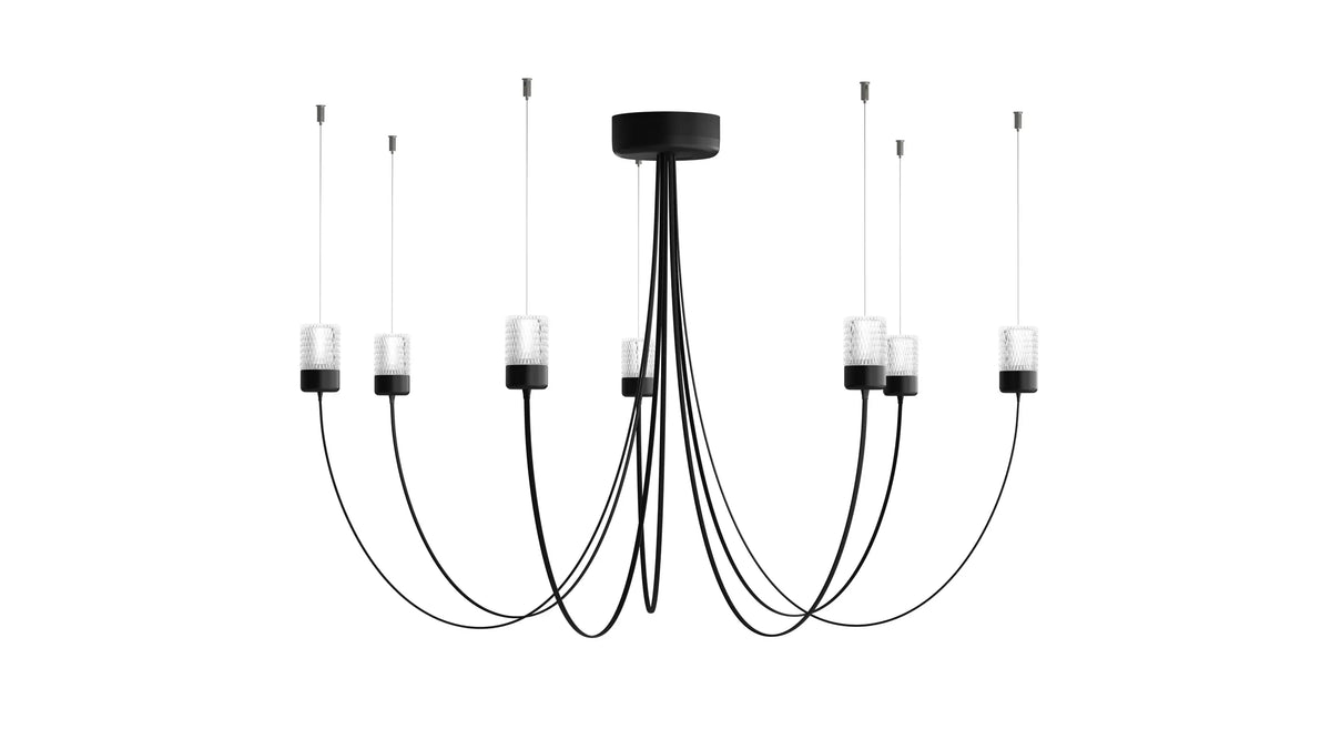Gravity Chandelier 7 Lustres LED Noir