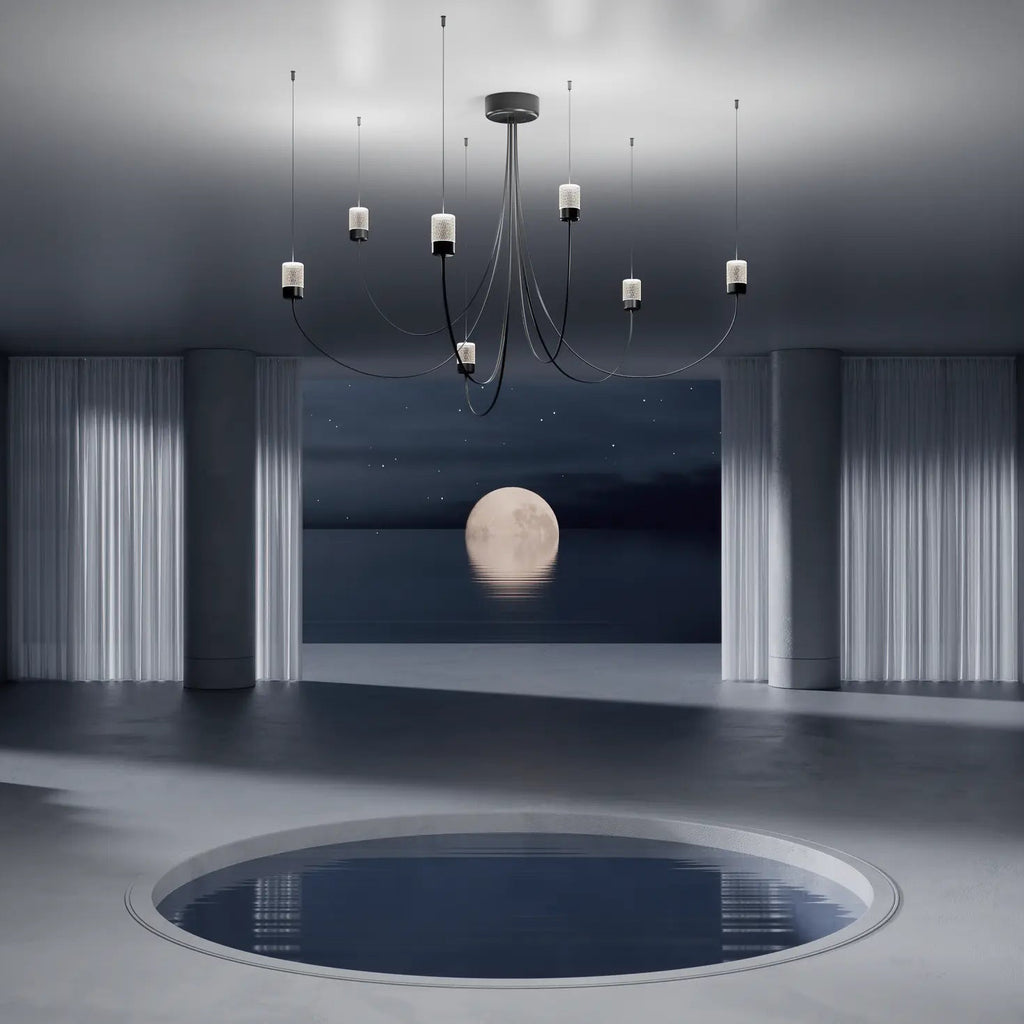 Gravity Chandelier 7 Lustres LED Noir