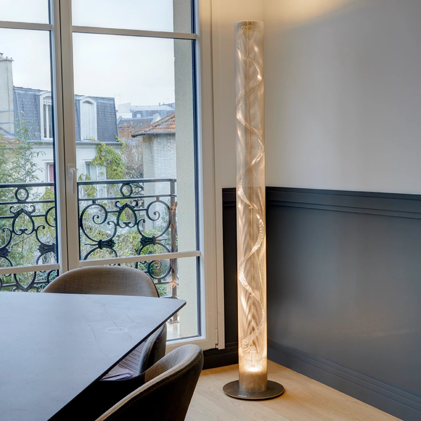 Grande Colonne Spirale Lampadaires LED Argent