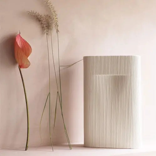 Vase Ridge H.35cm Blanc