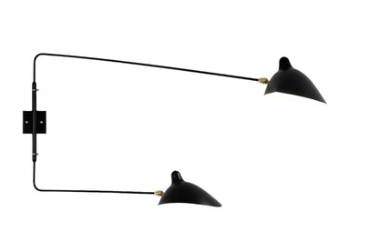 Applique 2 bras droits pivotants Noir