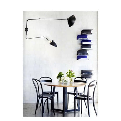 Applique 2 bras droits pivotants dont 1 courbe Noire