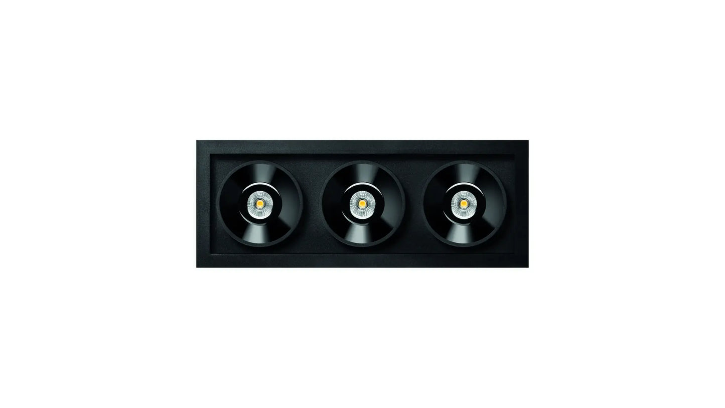 Black Foster Rec IP54 3 Flood 3000K Spots encastrés