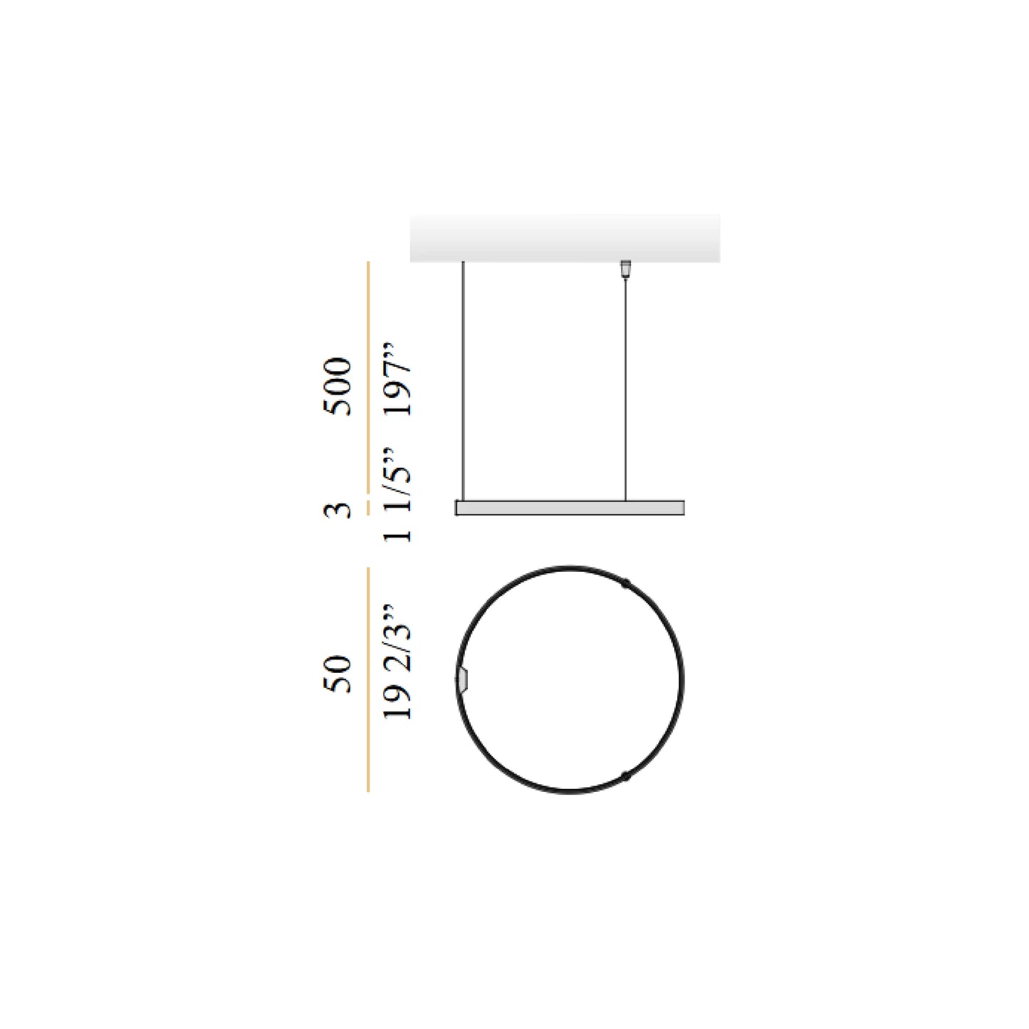 Zero Round 50cm 2700k Suspensions